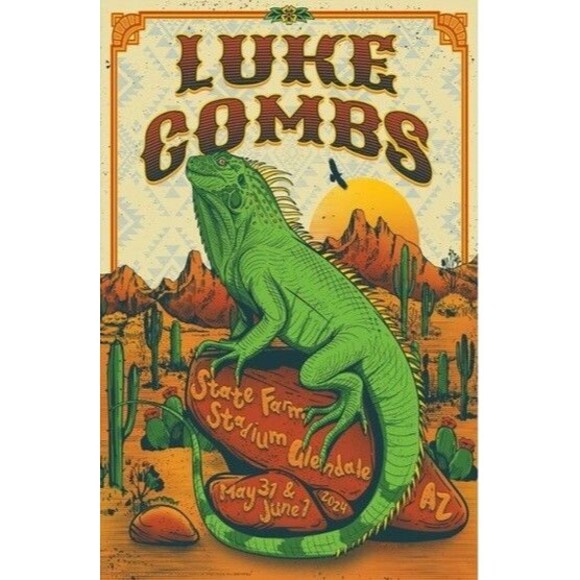 Luke Combs Concert Poster Phoenix AZ 5/31 - 6/1 2024 Limited Print XXX/640 - Picture 1 of 3